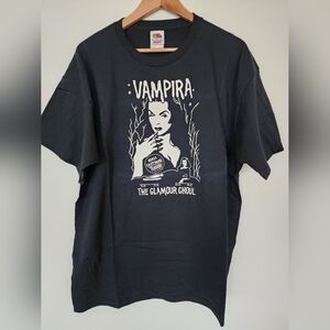 Vintage Fruit of the Loom Black Vampira Glamour Ghoul Tee, XL, Black